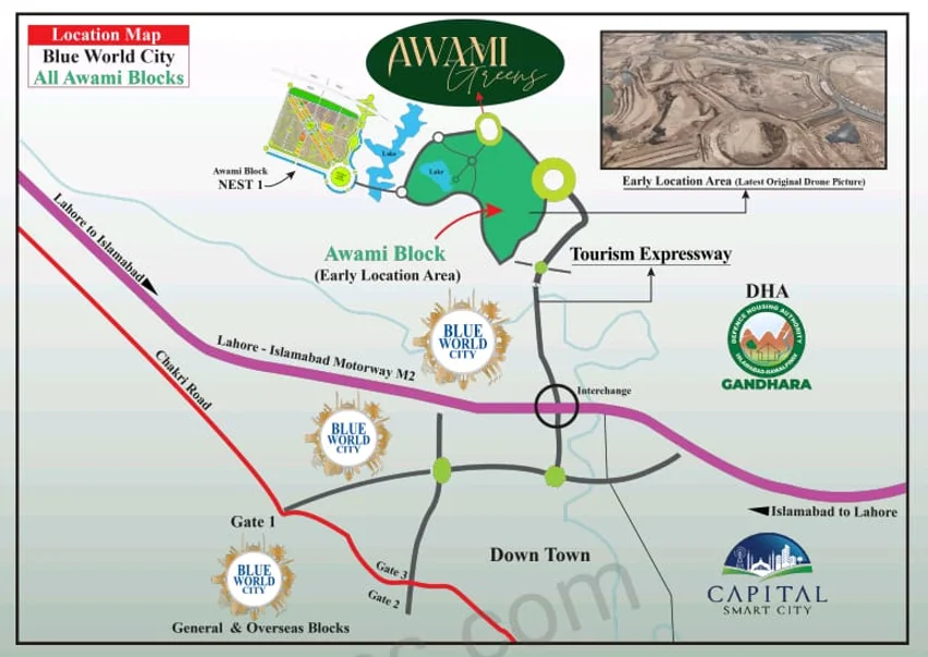 Prime Location of Blue World City Awami Green Block