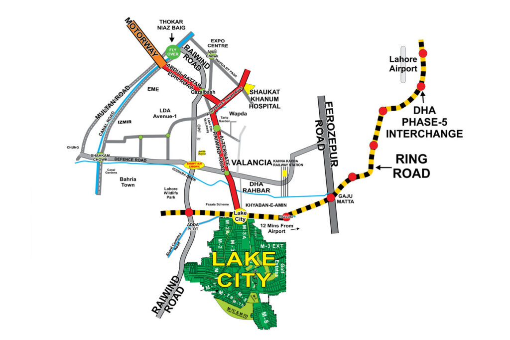 Lake City Lahore Location
